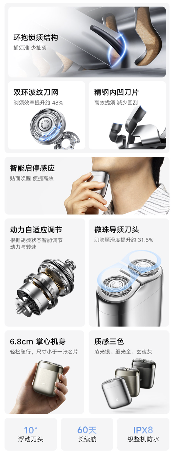 349元!小米推出米家便携电动剃须刀Pro:一体合金机身 60天长续航
