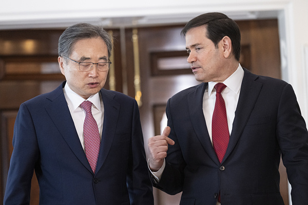 今年2月,韩国外长赵显赴美会见美国国务卿鲁比奥。
