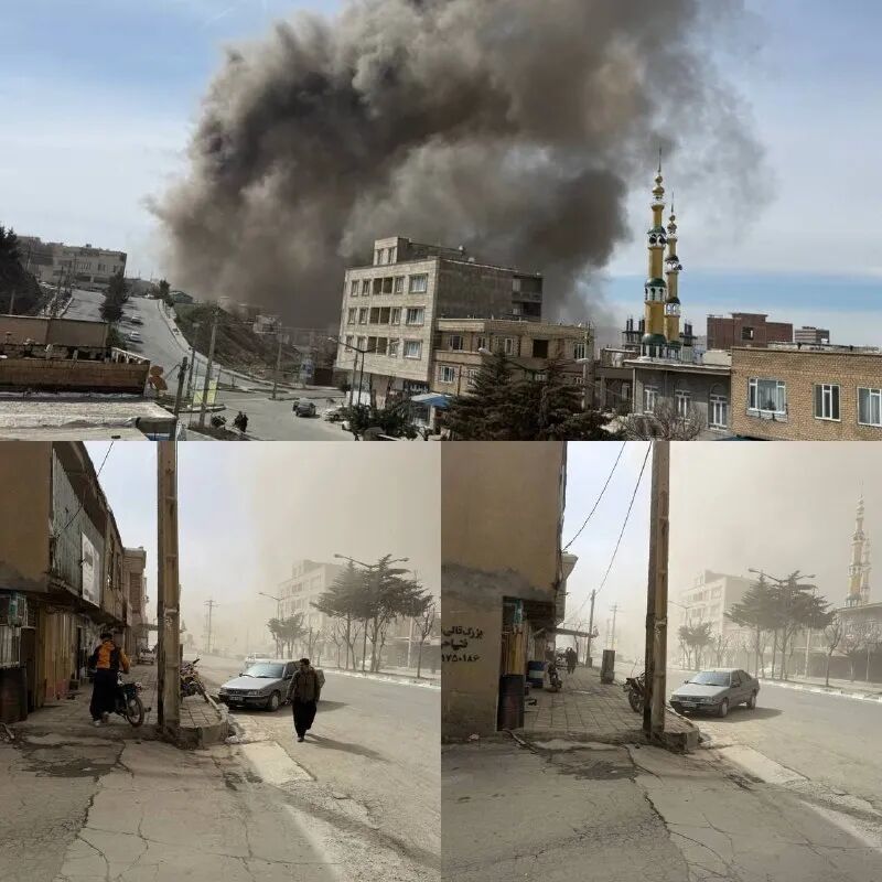 ◆巴内市的伊朗伊斯兰革命卫队基地遭遇空袭后浓烟升起。