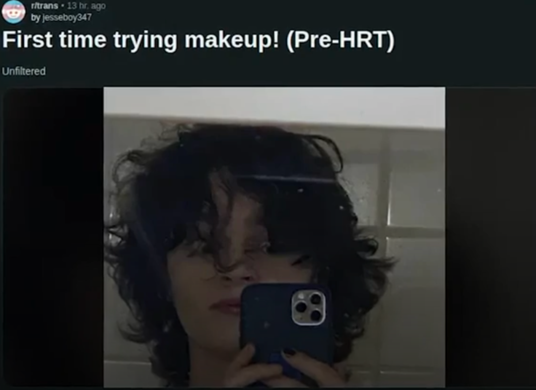 （Jesse在网上发帖，称第一次化妆，但还没开始激素治疗）