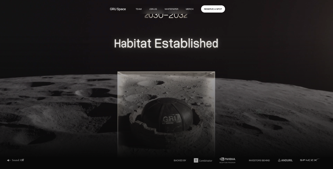 网站主页，右下角写着支持的机构，有 YC、英伟达、甚至还有 SpaceX