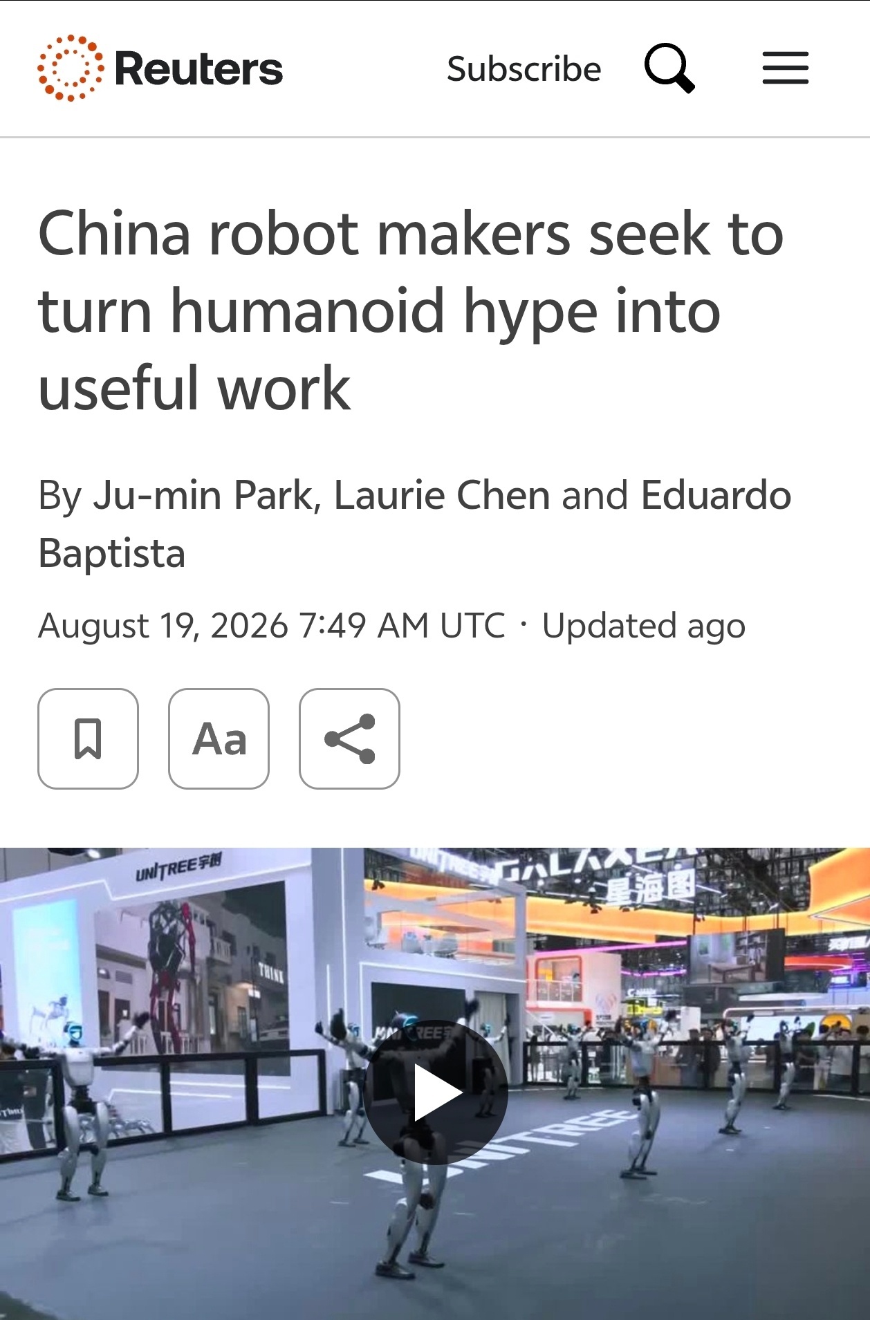 路透社报道截图