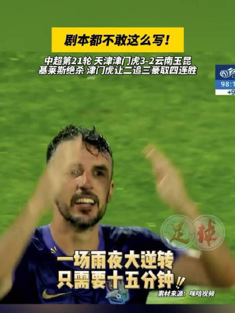 剧本都不敢这么写！天津津门虎让二追三绝杀云南玉昆，豪取四连胜！