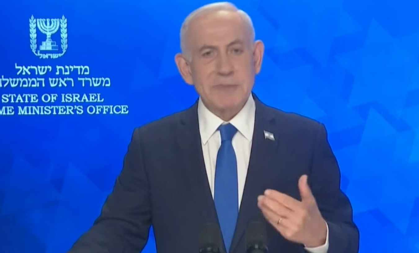 3月7日,内塔尼亚胡发表视频讲话,声称对伊朗的战争将持续进行,力度不会减弱且毫不妥协。视频截图