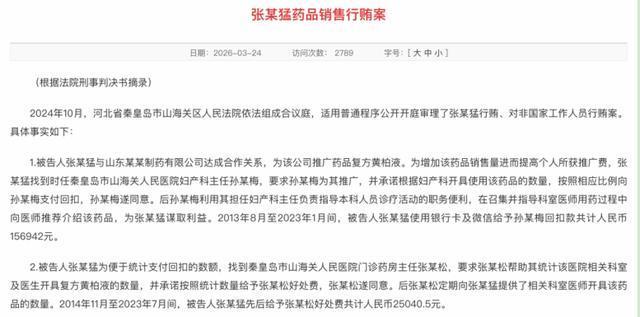 法院公开的张某猛行贿案刑事判决书摘页