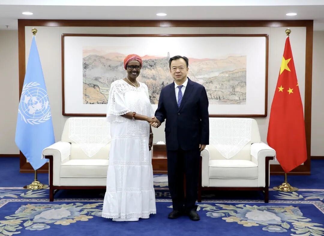 7月17日，国家国际发展合作署副署长赵峰涛会见联合国艾滋病规划署执行主任拜安伊玛。国家国际发展合作署