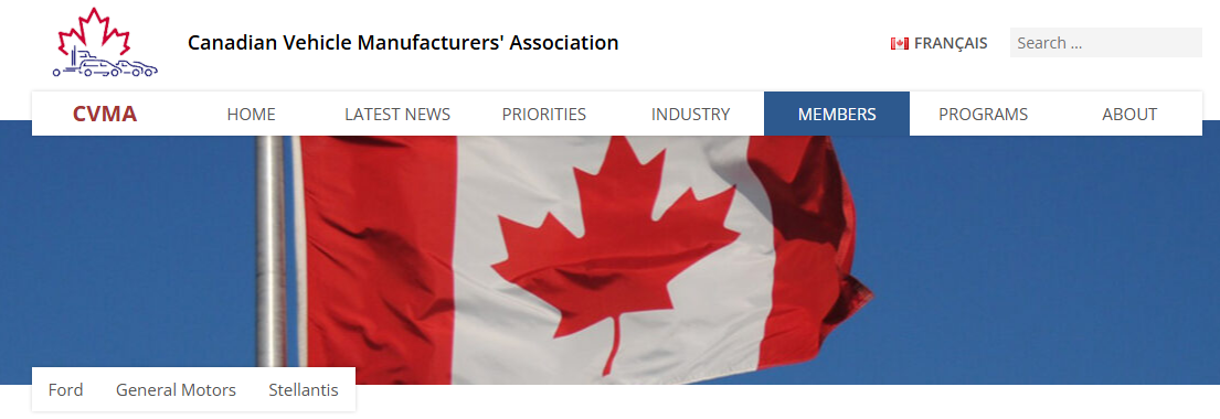 加拿大汽车制造商官网截图