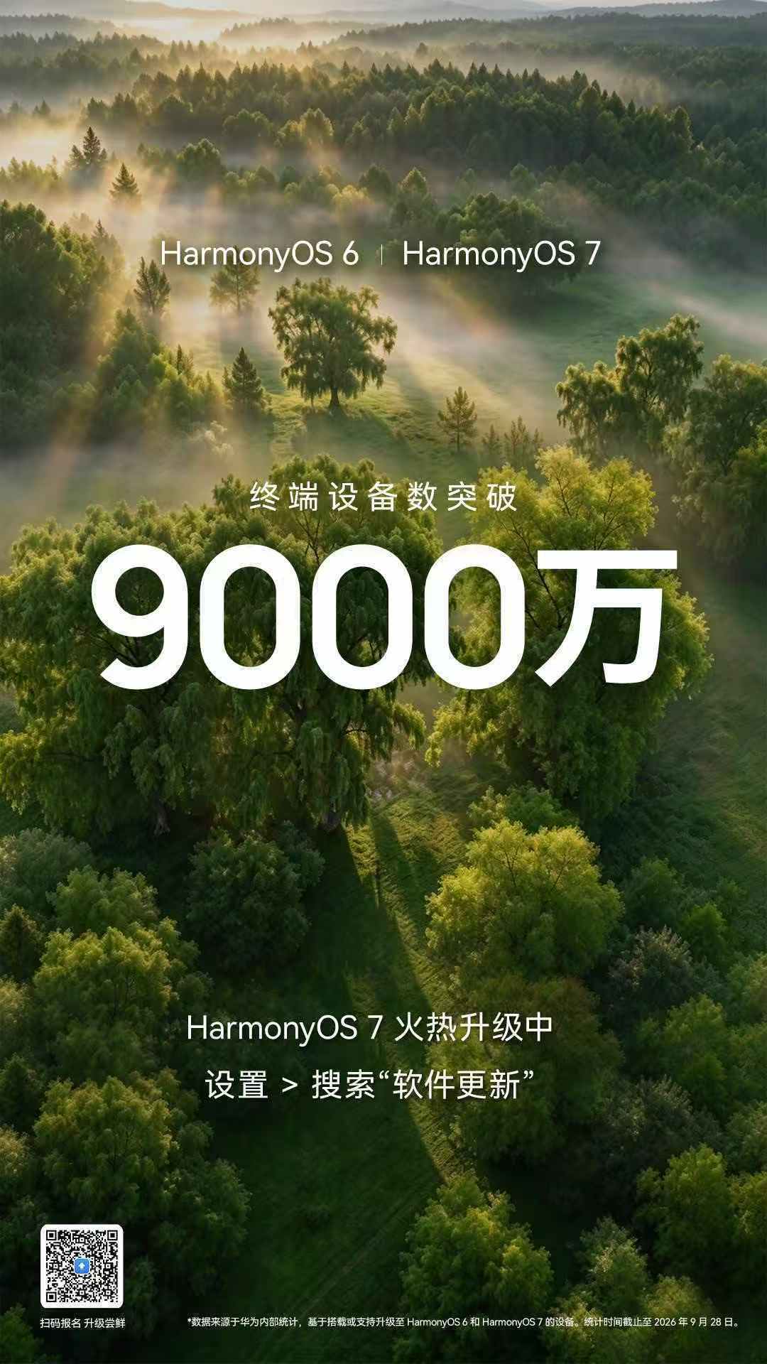 #鸿蒙6和7终端设备数破9000万#10月1日消息,今日余承东在发布