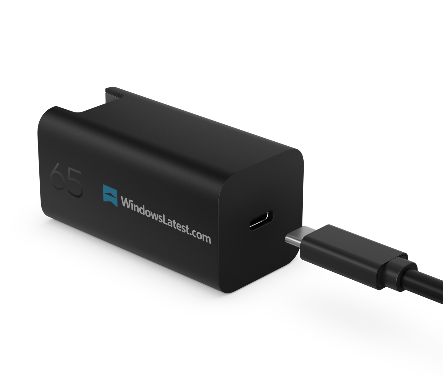HP 65W GaN Wall Charger Rear Left with USB-C Cable for CES 2026