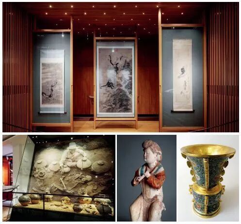 上图:东亚博物馆展厅展出中国古代绘画,中间一幅为北宋画家易元吉的作品。(图/网络)