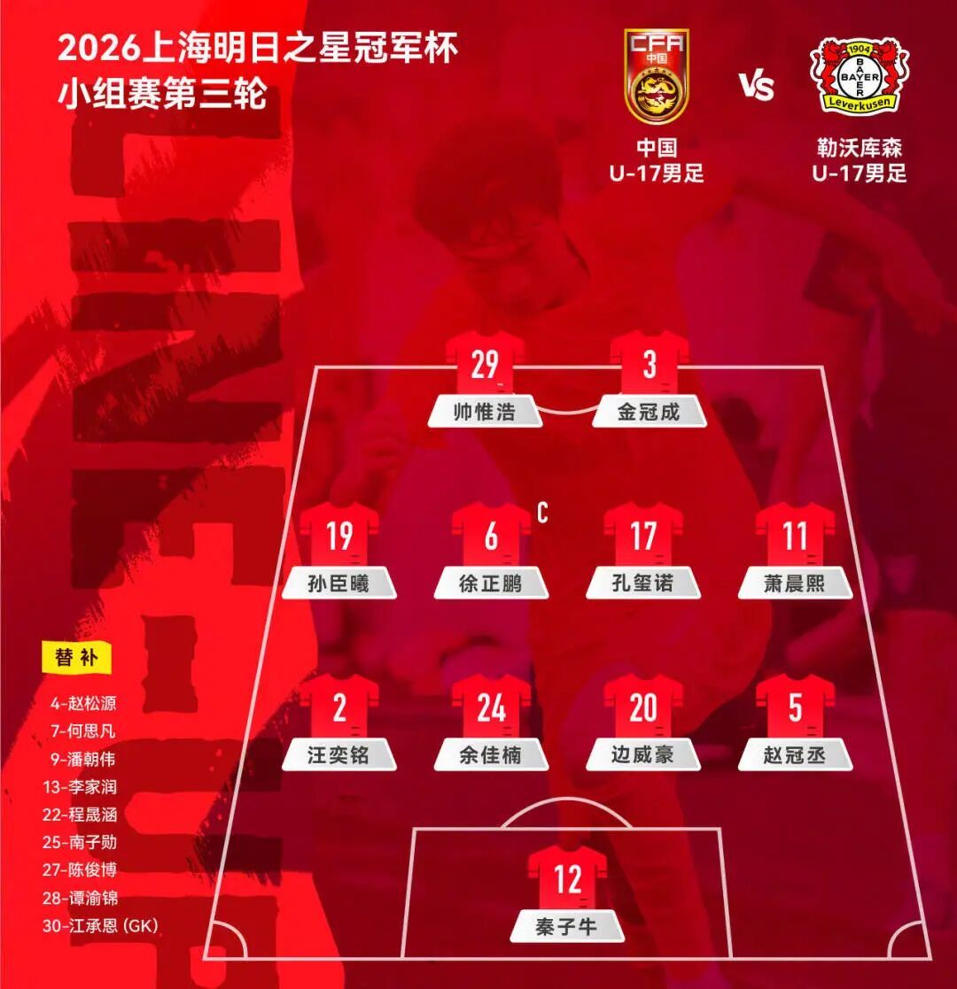 中国U17三连胜!2-1击败勒沃库森!赵松源1分钟传射 中国U17三连胜!2-1击败勒沃库森!赵松源1分钟传射
