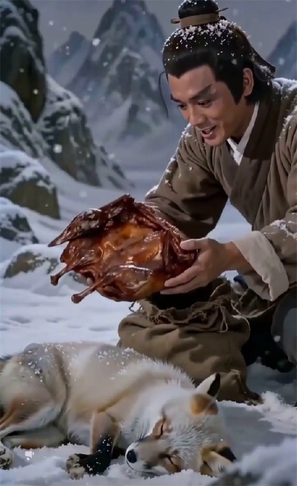 网友克己雪山救狐狸AI短片爆火：创作初志竟是宣传酱板鸭