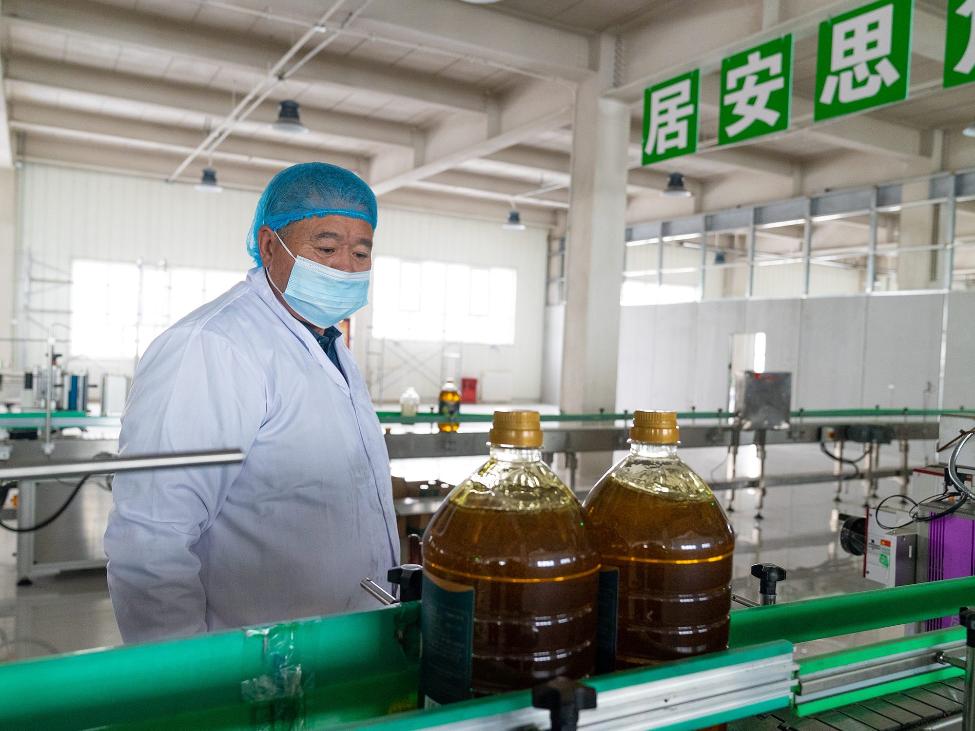 1月23日,新疆昭苏县一家因贺娇龙直播带货“带火”的菜籽油加工企业迎来春节保供生产旺季。新华社记者 周生斌 摄