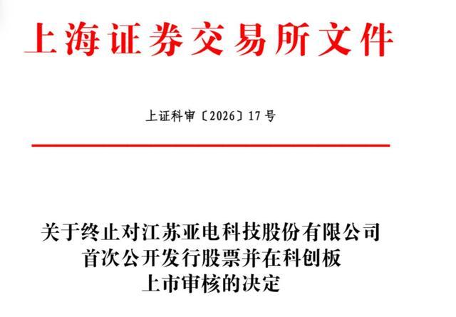 上交所终止亚电科技科创板审核的官方文件