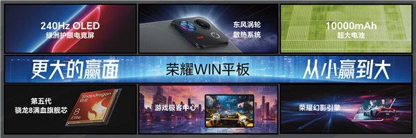荣耀WIN平板业界首发240Hz OLED电竞屏!风冷+骁龙8E5满帧输出