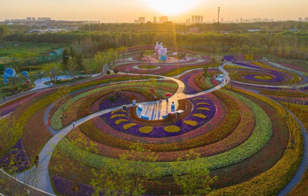 德州市天衢新区欢乐花谷景色。