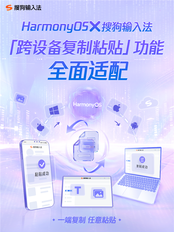 腾讯搜狗输入法鸿蒙版新功能上线！安卓、iOS、Win跨成就复制粘贴