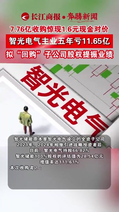 7.76亿收购惊现1.6元现金对价，智光电气主业五年亏11.65亿，拟“回购”子公司股权提振业绩#智光电气