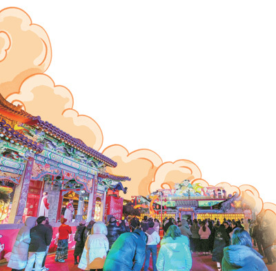 游客在天津杨柳青古镇感受年画艺术。 田 建摄