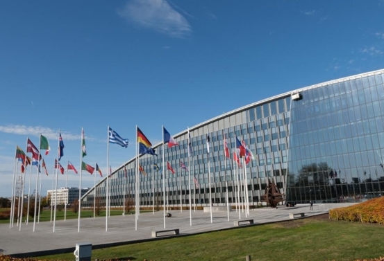 位于比利时首都布鲁塞尔的北约总部大楼。(新华社)