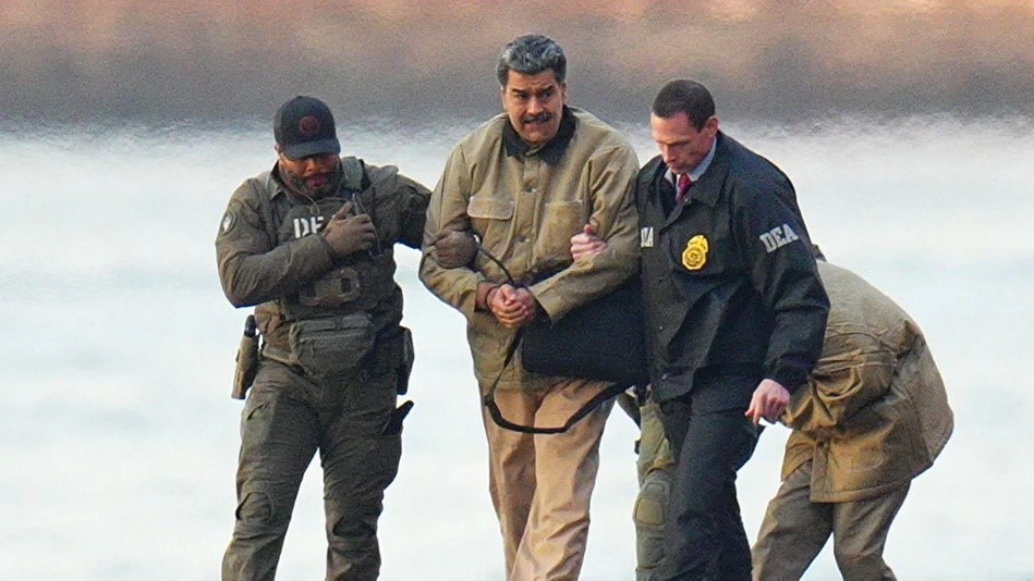 马杜罗在被强行控制后抵达曼哈顿一处直升机停机坪。图源:美媒报道配图