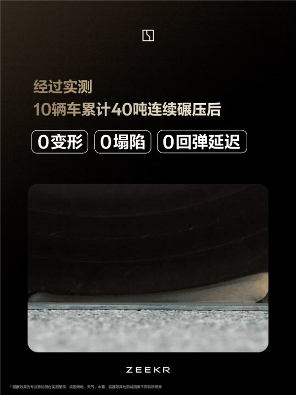 超40吨重卡碾压！极氪009首发三明治空气悬架座椅：超常规测试0变形0塌陷秒回弹