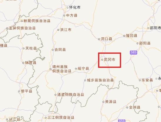今湖南武冈。来源/天地图