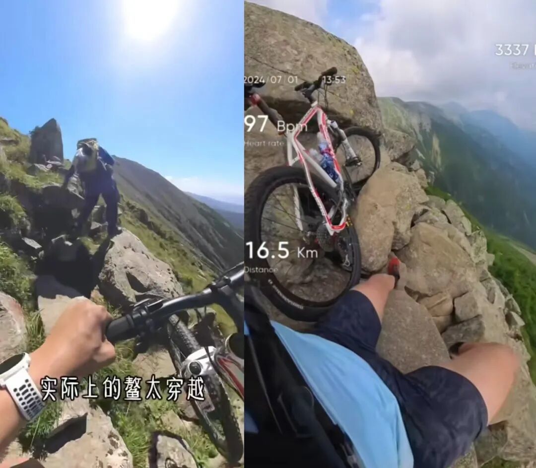 鳌太线上的巨石与刀崖,稍有不慎便可能崴脚或坠崖。(图/博主@猛蛇过江)