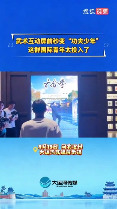 武术互动屏前秒变“功夫少年”这群国际青年太投入了
