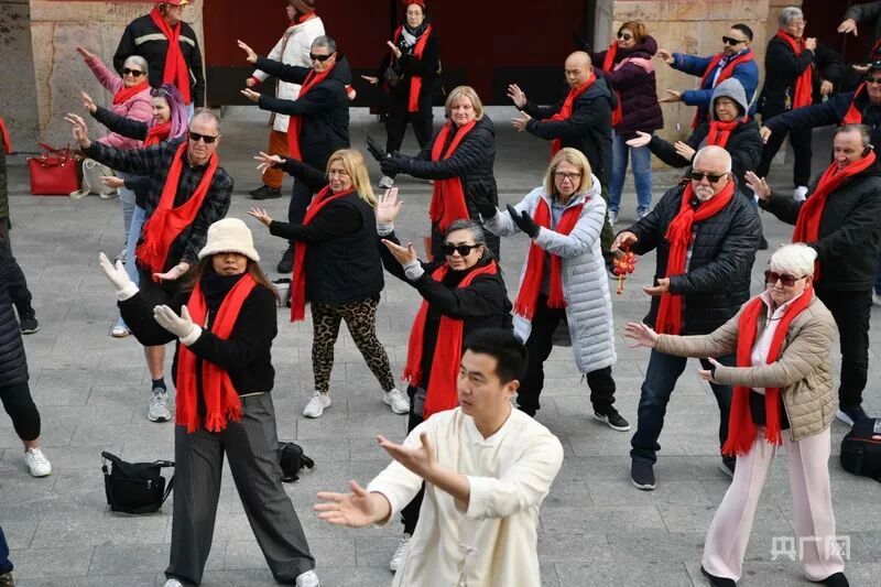 澳洲游客在北京体验太极拳（央广网发 袁艺 摄）