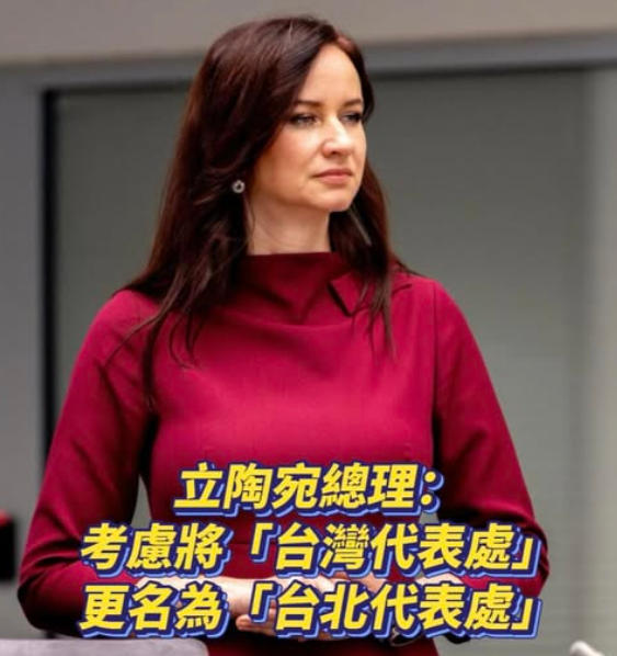 立陶宛新任总理鲁吉尼埃内表示,她愿意考虑更改所谓“台湾代表处”这一名称。(图片取自网络)