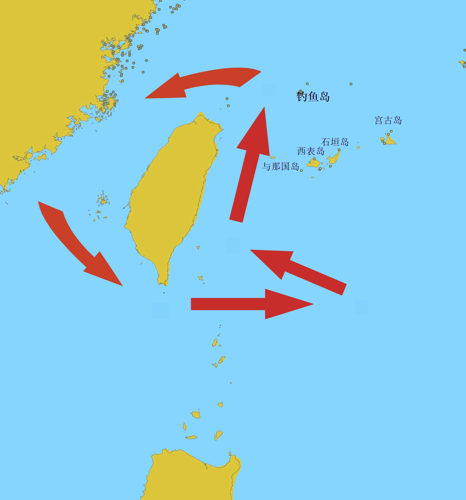 台湾岛东部海域海上交通专项执法和扫测行动示意图。（图源：福建海事局）
