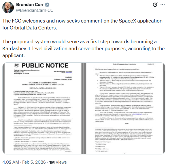 FCC主席布伦丹·卡尔引用了“Ⅱ型文明”