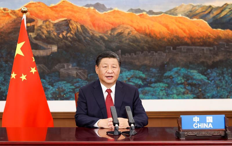 △2021年9月21日,习近平主席在北京以视频方式出席第七十六届联合国大会一般性辩论并发表题为《坚定信心 共克时艰 共建更加美好的世界》的重要讲话。