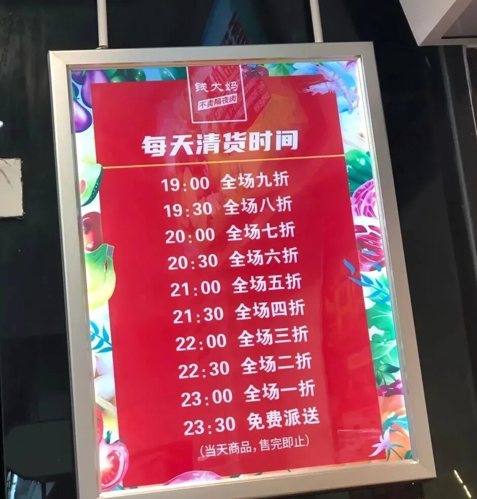 ● 钱大妈打折时间段