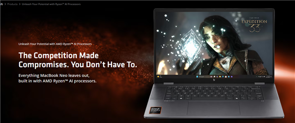 Windows与macOS之争再起!AMD公开放话:苹果笔记本给不了你的 我们都能给
