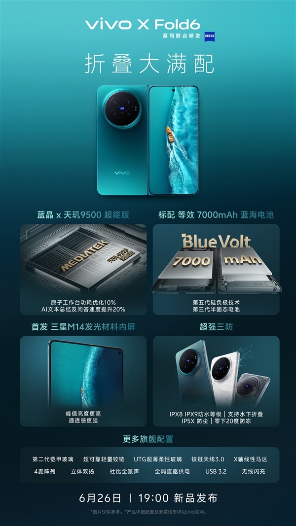 vivo X Fold6价钱偷跑：起售价9999元 较上代涨了3000元