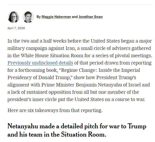 纽约时报4月7日发表文章:《特朗普如何带领美国走向对伊朗开战》