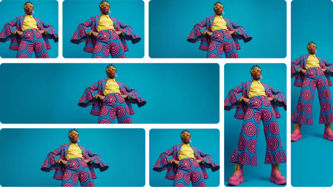 不同宽高比的高度风格化波普艺术时尚人像