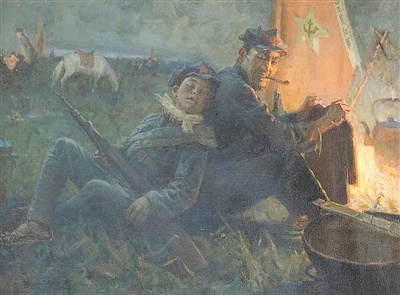 油画《草地夜宿》,作者孙滋溪。