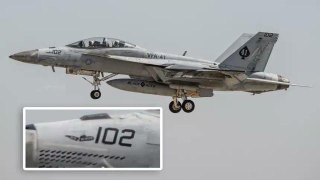 战术编号为102“超级大黄蜂”机头上,有一个1个潜艇击杀标志