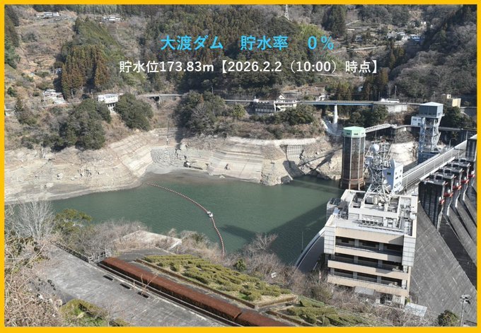 日本国土交通省大渡水库管理局2月2日所发对比图片