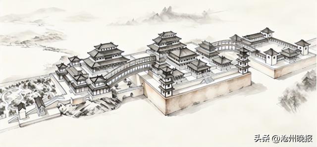 铜雀三台示意图(从左向右依次为金凤台、铜雀台、冰井台)。临漳县文化广电和旅游局供图