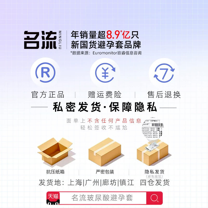 名流003超薄玻尿酸避孕套正品官方旗舰店男情趣延时安全套囤货装