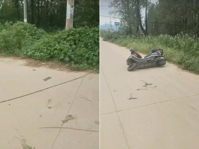 掉落的线缆和翻倒的电动车。资料画面