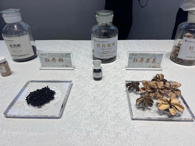 图为尧舜牡丹产业园内展示的牡丹产品原料。