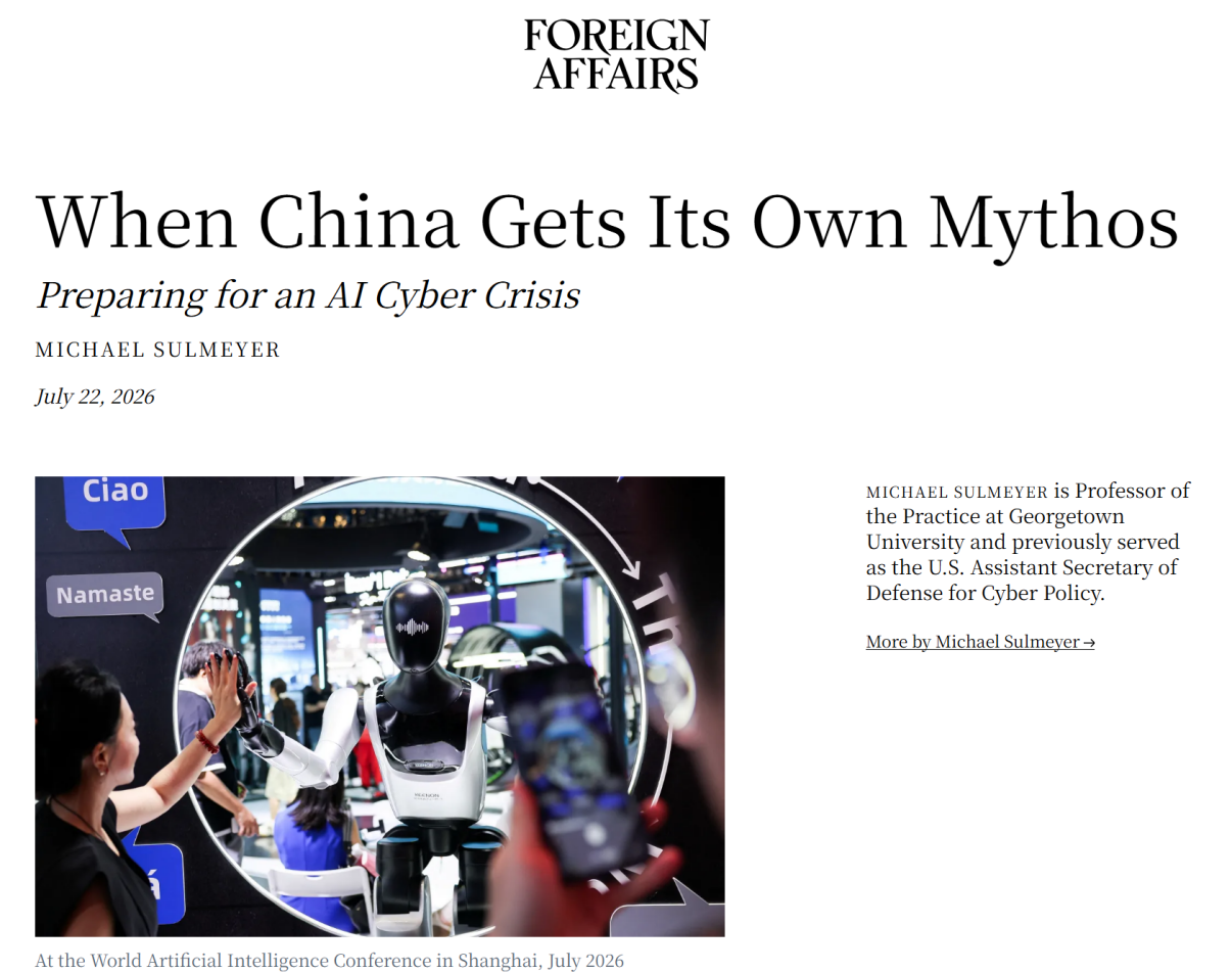 苏尔迈耶在美国《外交事务》杂志撰写文章截图。图源：美媒