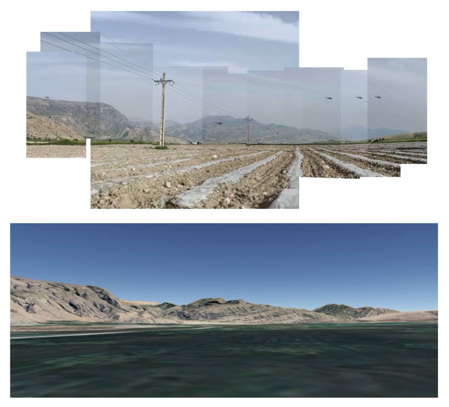 经地理定位，这段据称显示警察向过往美军直升机开火的视频实际拍摄于科吉卢耶-博韦艾哈迈德省乔拉姆市附近（地理坐标：30.78771, 50.70144）。