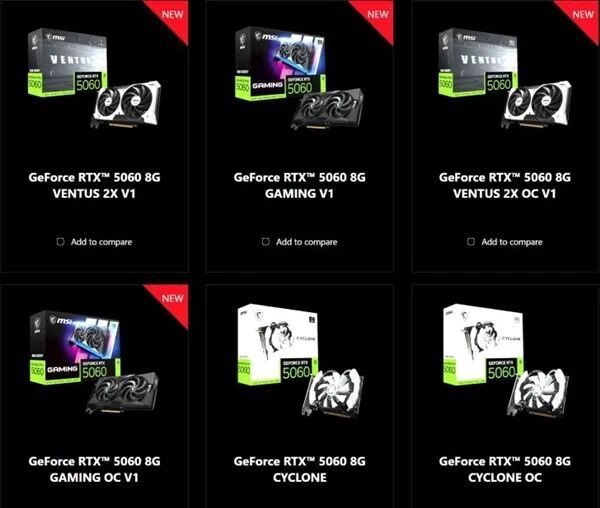 RTX 5060换芯不换性能！微星V1版用上5070核心：大芯片散热反而更好
