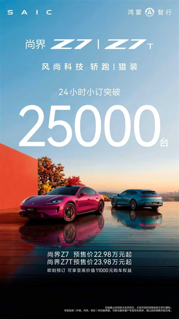 尚界Z7/Z7T预售24小时:小订破25000台